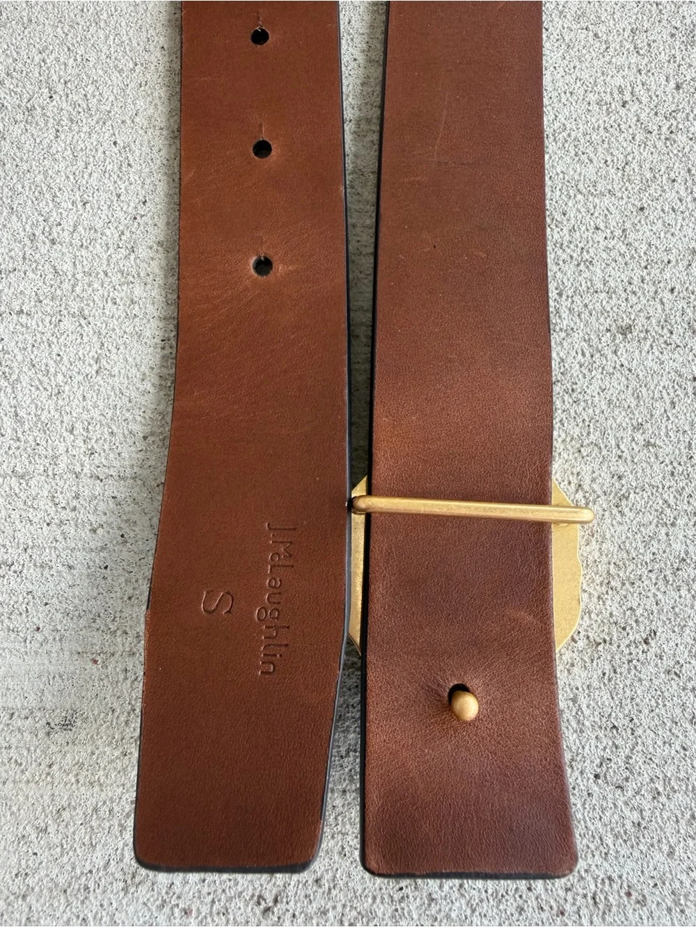 Jr Laughlin Black Leather Belt Gold Bamboo Buckle Size S 38” Wide StatementWaist